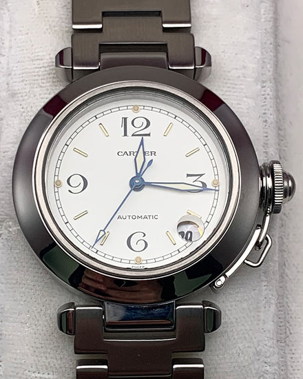 Cartier Pasha De Cartier 35MM White Dial Steel Bracelet (2324)