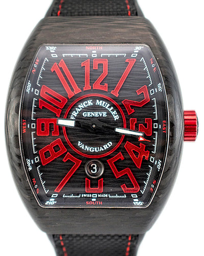 Franck Muller Vanguard 44MM Black Dial Rubber/Textile Strap (V45 SC DT)