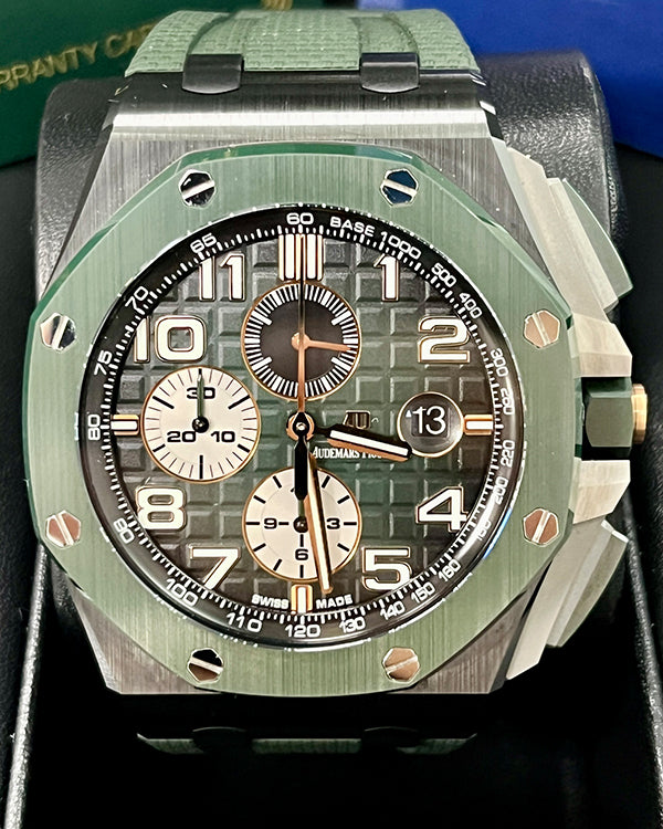 2024 Audemars Piguet Royal Oak Offshore Chronograph 44MM Green Dial Rubber Strap (26405CE.OO.A056CA.01)