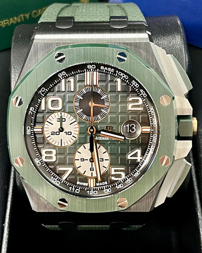 2024 Audemars Piguet Royal Oak Offshore Chronograph 44MM Green Dial Rubber Strap (26405CE.OO.A056CA.01)