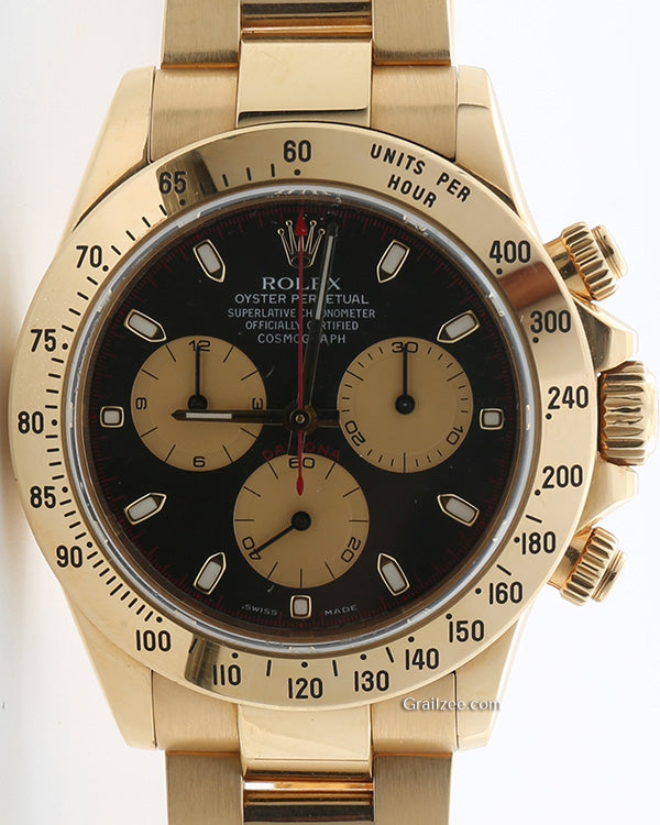 Rolex Cosmograph Daytona 40MM Black Dial Yellow Gold Bracelet (116528)