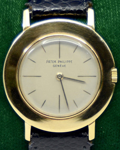 Patek Philippe Calatrava Disco 32MM Silver Dial Aftermarket Leather Strap (2594)