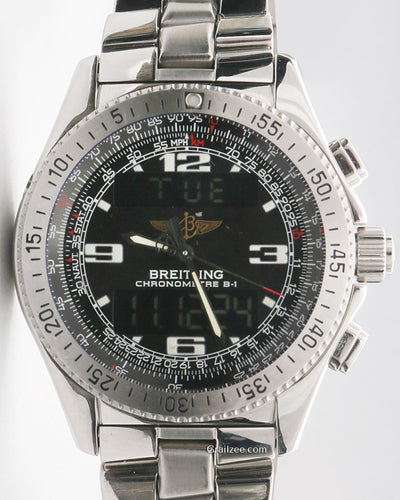 Breitling B-1 43MM Quartz Black Dial Steel Bracelet (A78362)