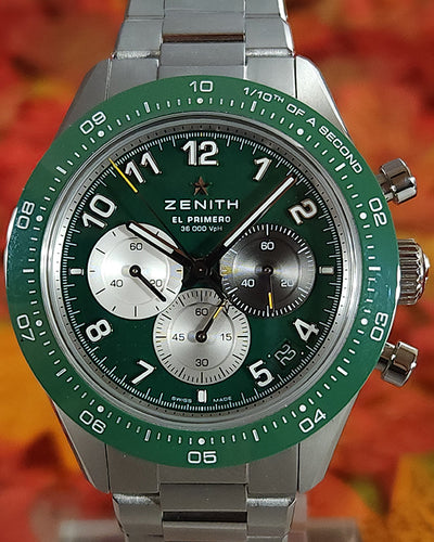 2023 Zenith Chronomaster Sport X Aaron Rodger L. E. 41MM Green Dial Steel Bracelet (03.3117.3600/56.M3100)