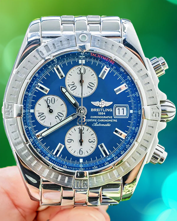 Breitling Chronomat Evolution 43MM Blue Dial Steel Bracelet (A13356)