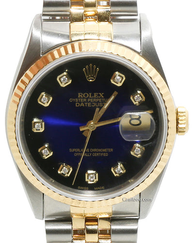 Rolex Datejust 36MM Aftermarket Blue Dial Two-Tone Jubilee Bracelet (16233)