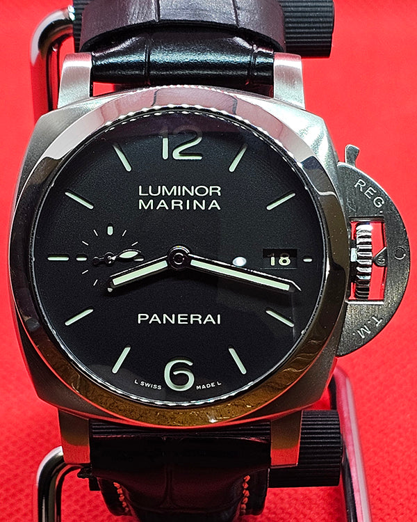 2015 Panerai Luminor 42MM Black Dial Aftermarket Leather Strap (PAM00392)