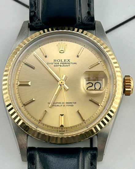 Rolex Datejust 36MM Champagne Dial Aftermarket Leather Strap (1601)
