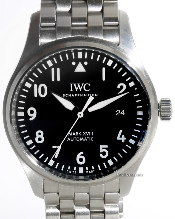 2022 IWC Schaffhausen Pilot Mark XVIII 40MM Black Dial Steel Bracelet (IW327011)