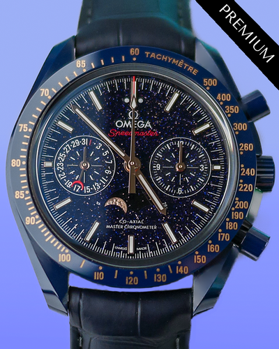 2024 Omega Speedmaster Moonphase "Blue Side Of The Moon" 44.25MM Blue "Aventurine" Dial Leather Strap (304.93.44.52.03.002)