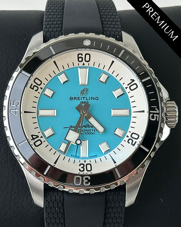 2024 Breitling Superocean 44MM Turquoise Dial Rubber Strap (A17376)