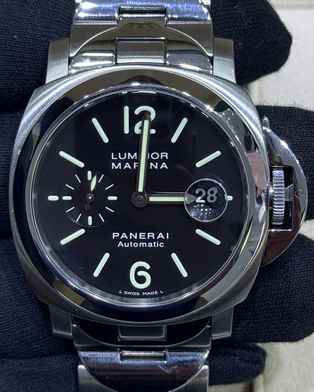 Panerai Luminor Marina 40MM Black Dial Steel Bracelet (PAM00050)