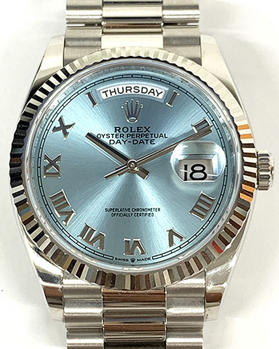 2022 Rolex Day-Date 36MM Blue Ice Dial Platinum President Bracelet (128236)