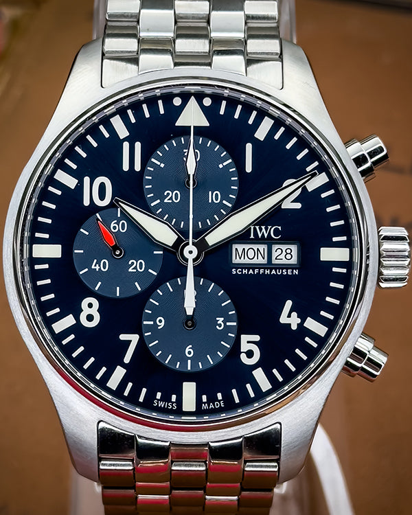 2019 IWC Schaffhausen Pilot Chronograph "Le Petit Prince" 43MM Blue Dial Steel Bracelet (IW377717)