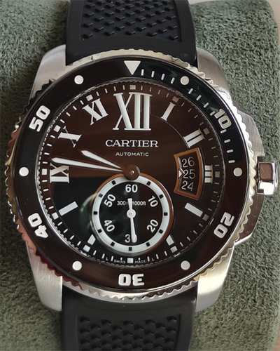 Cartier Calibre de Cartier Diver 42MM Black Dial Rubber Strap (W7100056)