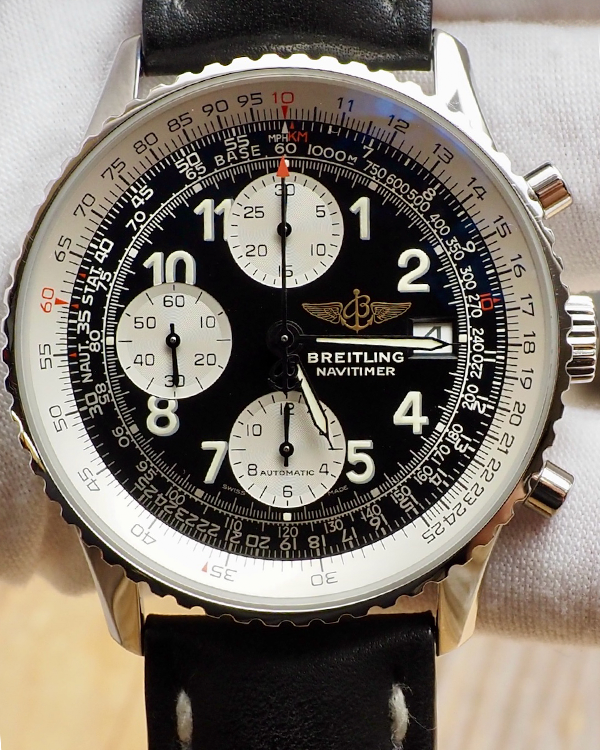 Breitling Old Navitimer II 41MM Black Dial Leather Strap (A13322)