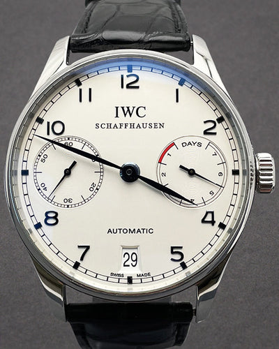 IWC Schaffhausen Portugieser 7 Day 42MM White Dial Leather Strap (IW500107)