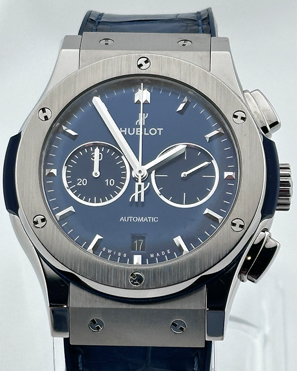 2019 Hublot Classic Fusion Chronograph 42MM Blue Dial Leather Strap (541.NX.7170.LR)