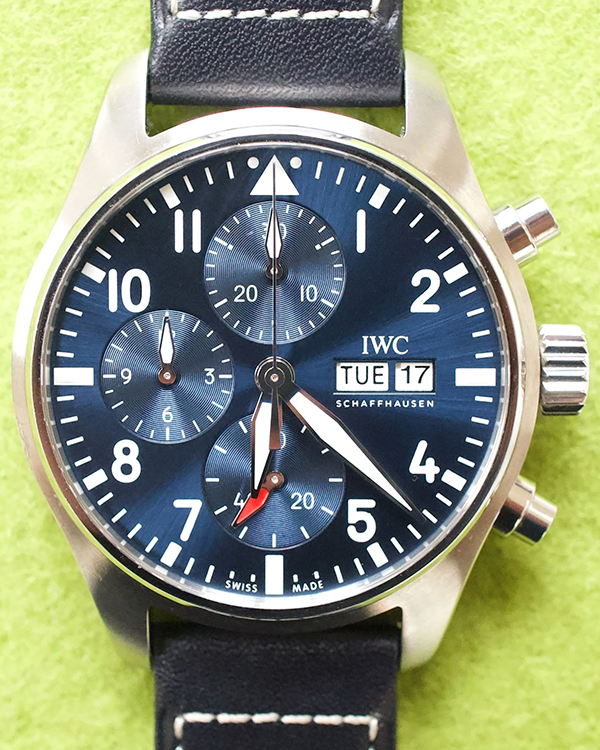 IWC Schaffhausen Pilot Chronograph 41MM Blue Dial Leather Strap (IW388101)