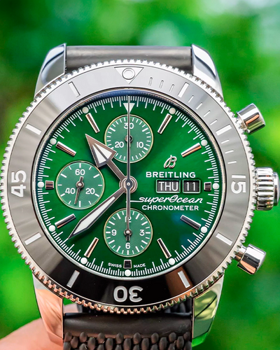 Breitling Superocean Heritage II Chronograph 44MM Green Dial Rubber Strap (A13313)