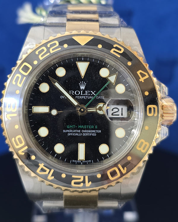 2009 Rolex GMT-Master II 40MM Black Dial Two-Tone Oyster Bracelet (116713LN)