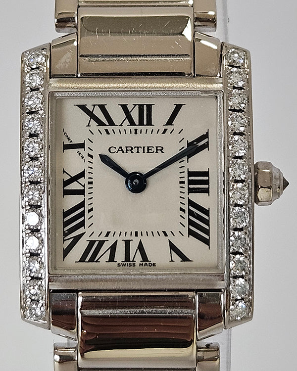 2014 Cartier Tank Francaise 20x25MM Quartz Silver Dial White Gold Bracelet (2403)