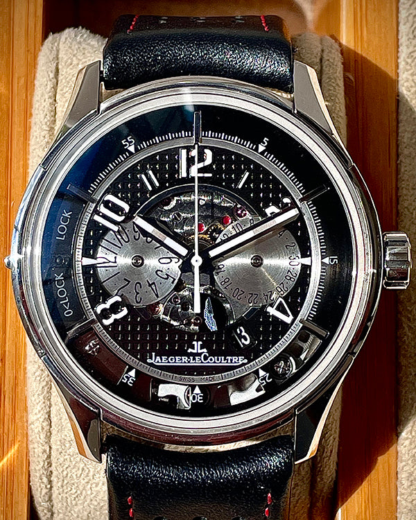 Jaeger-LeCoultre AMVOX2 Chronograph DBS Aston Martin L.E. 44MM Black Dial Leather Strap (192.8.25)