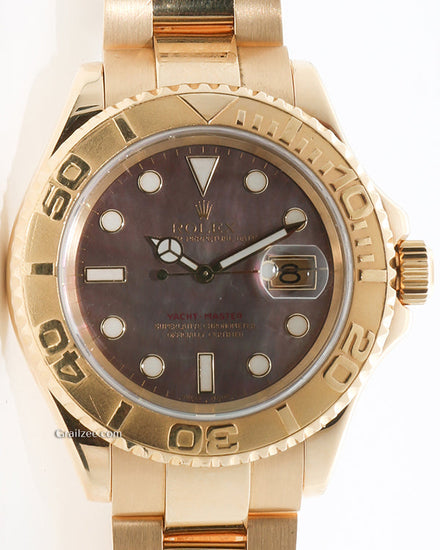 2002 (Y Serial) Rolex Yacht-Master 40MM Mother Of Pearl Dial Yellow Gold Oyster Bracelet (16628)