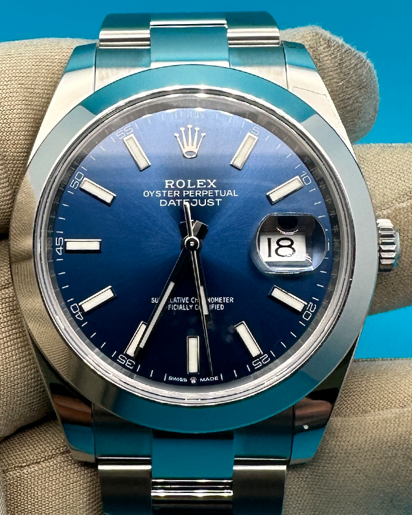 2024 Rolex Datejust 41MM Azzurro Blue Dial Oyster Bracelet (126300)