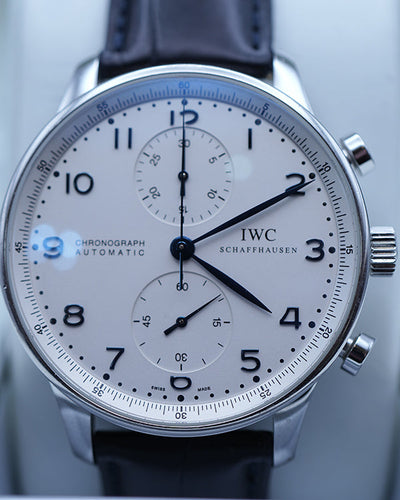 IWC Schaffhausen Portuguese Chronograph 41MM White Dial Leather Strap (IW371417)