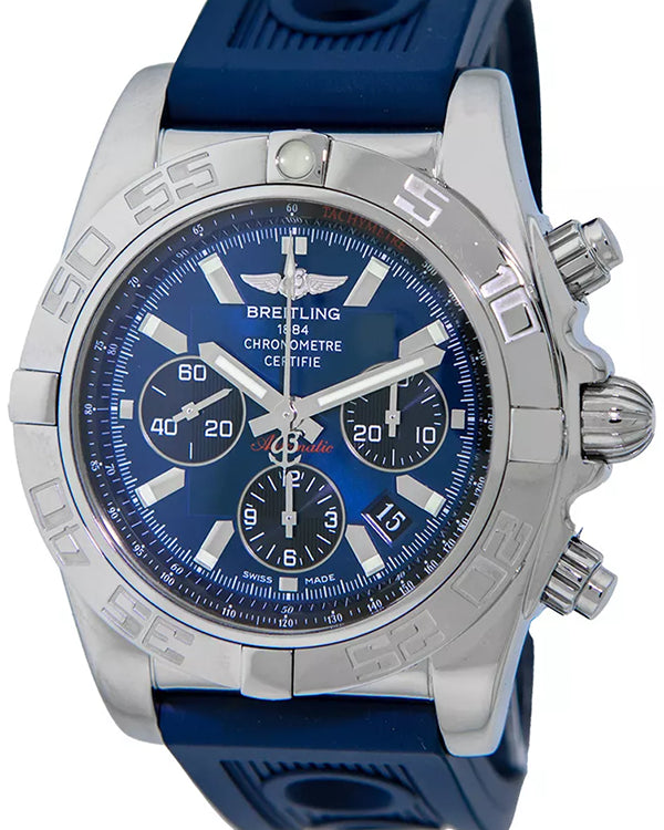 Breitling Chronomat 44MM Blue Dial Rubber Strap (AB0110)