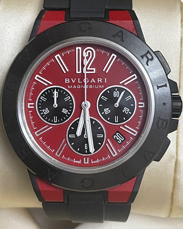 2023 BVLGARI Diagono Magnesium 42MM Red Dial Rubber Strap (DG42C9SMCVDCH)