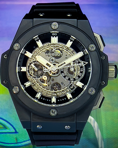 2013 Hublot King Power 48MM Skeleton Dial Rubber Strap (701.CI.0170.RX)