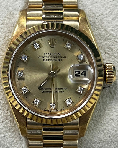 1986 Rolex Lady-Datejust 26MM Champagne Dial Yellow Gold President Bracelet (69178)