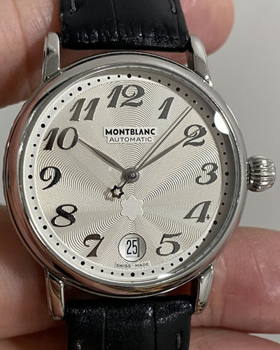 No Reserve - Montblanc Meisterstück 36MM Silver Dial Aftermarket Leather Strap (7042)