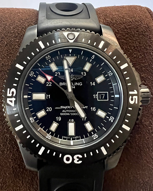 No Reserve - Breitling Superocean Special 44MM PVD-Coated Black Dial Aftermarket Rubber Strap (M17393)