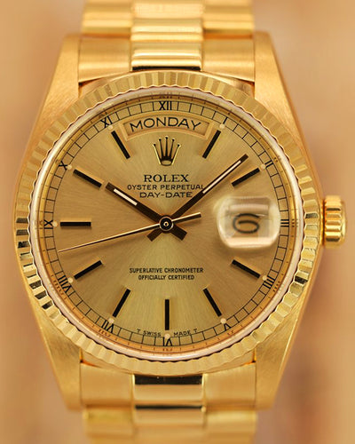 1986 Rolex Day-Date Vintage 36MM Champagne Dial Yellow-Gold President Bracelet (18038)