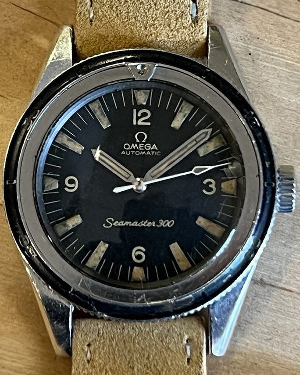 Omega Seamaster 300 39MM Black Dial Aftermarket Leather Strap (165.014)