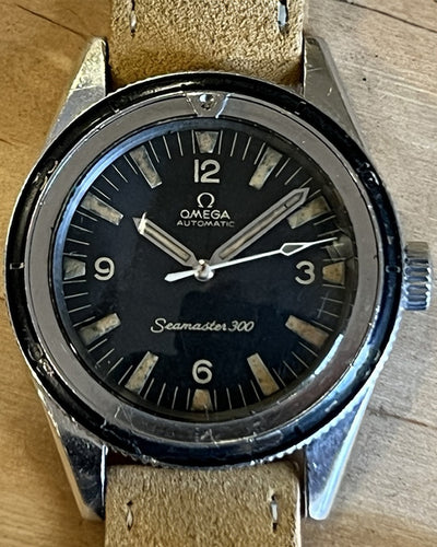 Omega Seamaster 300 39MM Black Dial Aftermarket Leather Strap (165.014)