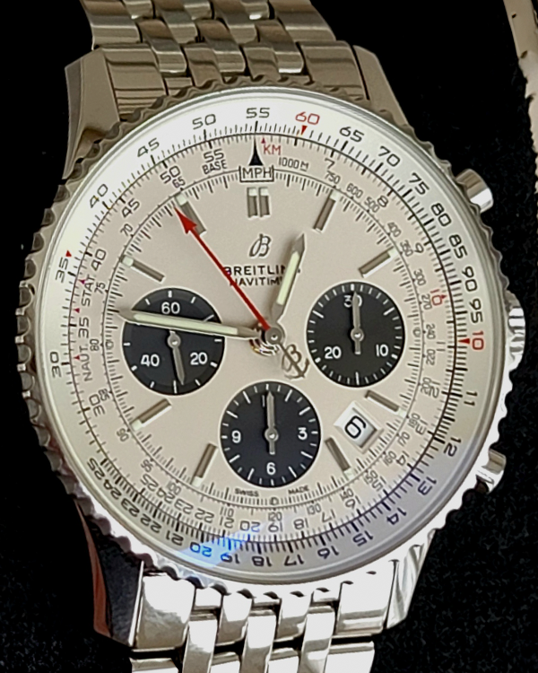 2020 Breitling Navitimer 1 B01 Chronograph "Panda" 43MM White Dial Steel Bracelet (AB0121211G1A1)