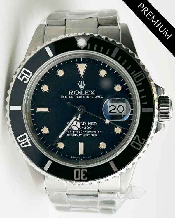 1987 (9.7 Mill Serial) Rolex Submariner Date 40MM Aftermarket Black Dial Oyster Bracelet (16800)