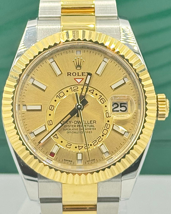 2022 Rolex Sky-Dweller 42MM Champagne Dial Two-Tone Oyster Bracelet (326933)