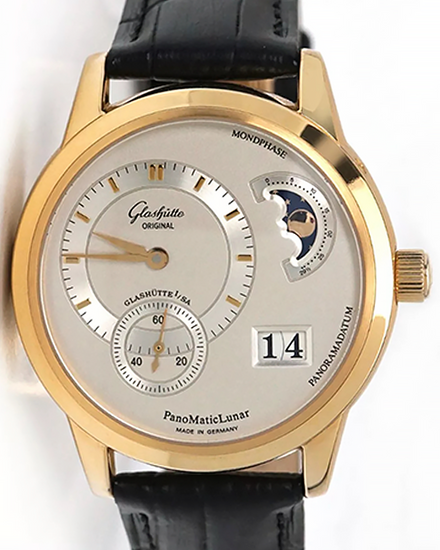 2005 Glashütte Original PanoMaticLunar 39MM Silver Dial Leather Strap (90-02-01-01-04)