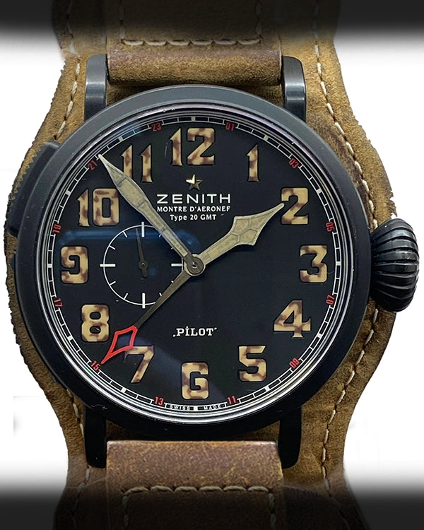 2014 Zenith Pilot Type 20 GMT 48MM Black Dial Leather Strap (96.2431.693)