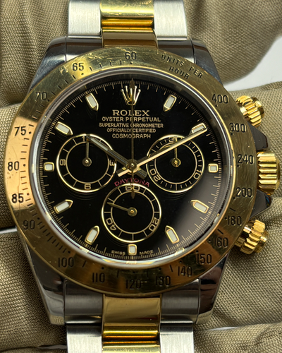 Rolex Cosmograph Daytona 40MM Black Dial Two-Tone Bracelet (116523)