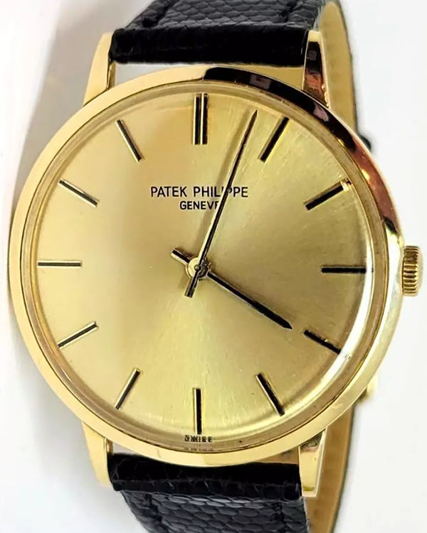 Patek Philippe Calatrava 33MM Champagne Dial Aftermarket Leather Strap (3468)