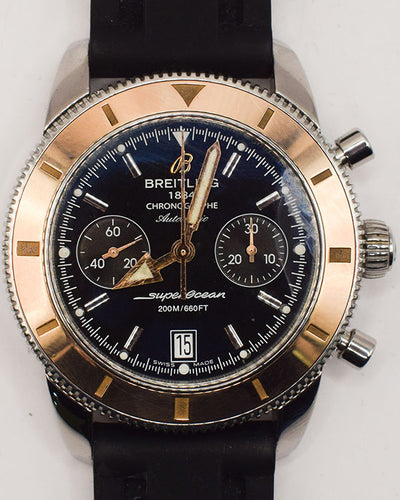 Breitling Superocean Heritage Chronograph S.E. 44MM Black Dial Aftermarket Rubber Strap (U23370)