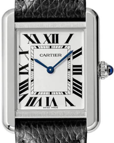 Cartier Tank Solo 27MM Quartz Silver Dial Leather Strap (3169)