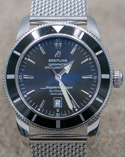2010 Breitling Superocean Heritage 46MM Black Dial Steel Bracelet (A17320)