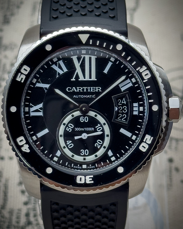 Cartier Calibre de Cartier Diver 42MM Black Dial Rubber Strap (W7100056)